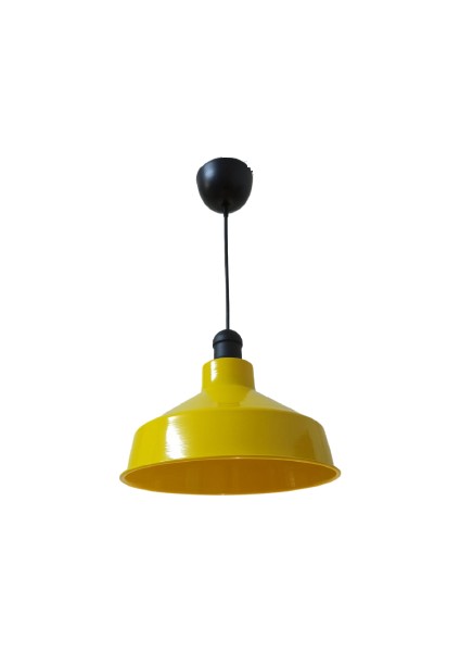 Retro Metal Sarı Dekoratif Tekli Sarkıt Avize Cafe Mutfak Aydınlatma Çap:30 cm
