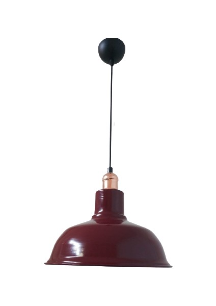 Retro Metal Bordo Bakır Duylu Dekoratif Ruktik Tekli Sarkıt Kafe Mutfak Aydınlatma Çap:30 cm