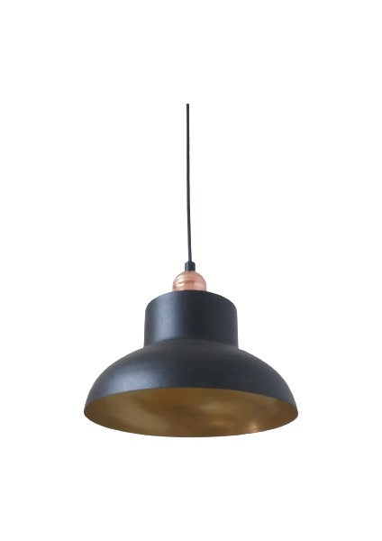 Retro Metal Dekoratif Siyah Içi Gold Tekli Sarkıt Avize Çap:25 cm