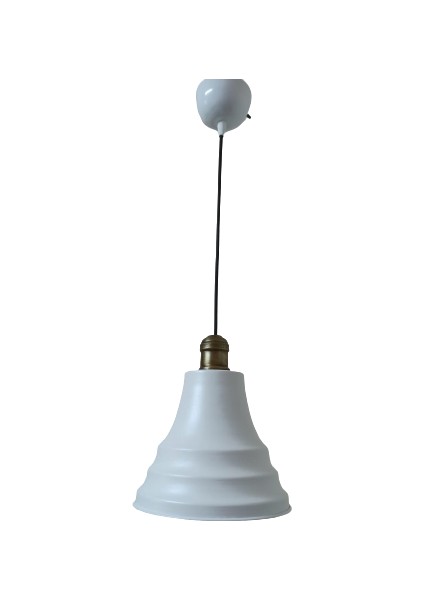 Retro Metal Eskitme Duylu Beyaz Içi Beyaz Tekli Sarkıt Avize Çap.27 cm