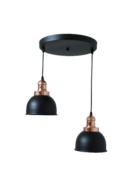 Retro Metal 2 Li Yuvarlak Dekoratif Rustik Sarkıt Avize