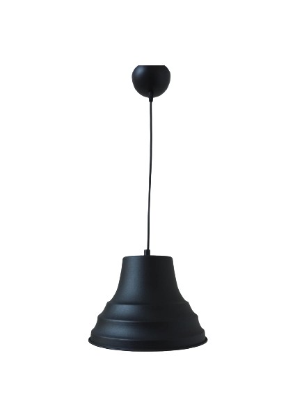 Retro Metal Dekoratif Siyah Içi Siyah Kafe Mutfak Aydınlatma Avize Çap:27 cm