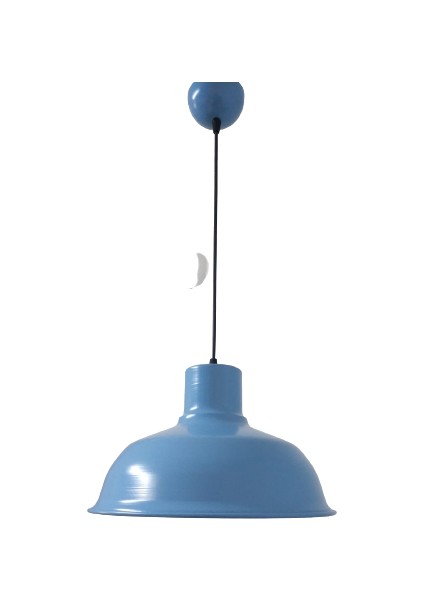 Retro Metal Mavi Dekoratif Tekli Kafe Mutfak Çocuk Odası Sarkıt Avize Çap:30 cm