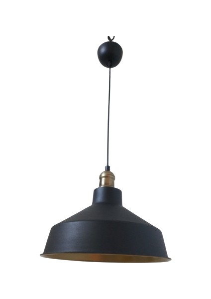 Retro Metal Siyah Dekoratif Eskitme Duylu Kafe Siyah Içi Gold Mutfak Avize Çap:30 cm