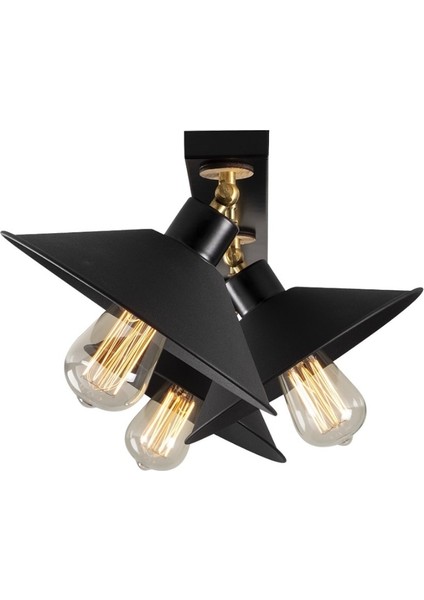 Retro Metal Dekoratif Tavan Plofyoner Mafsallı 3 Lü Sıralı Avize