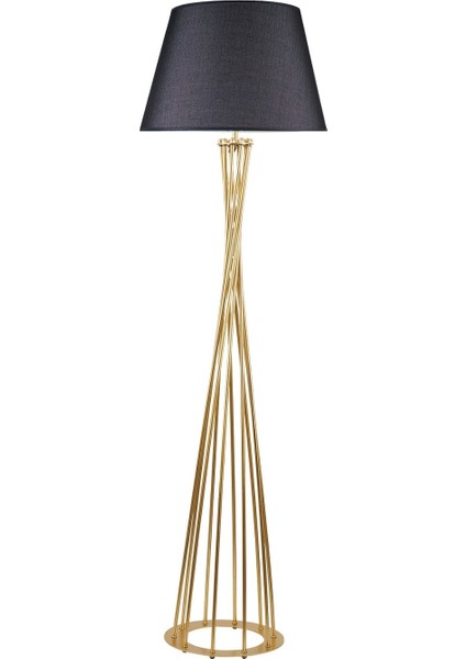 Retro Lambader Köşe Lambası Parlak Gold Siyah Başlık 45CM Başlık