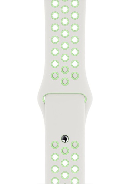 Apple Watch Uyumlu Series 2 42 mm Fileli Kordon Beyaz-Yeşil