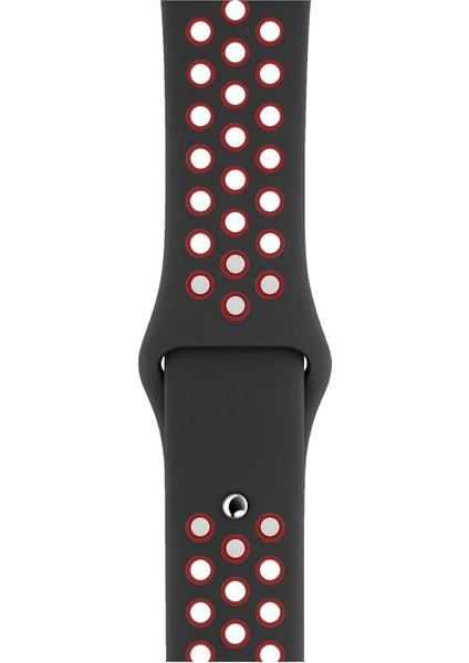 Apple Watch Uyumlu Series 3 38 mm Fileli Kordon Siyah-Kırmızı