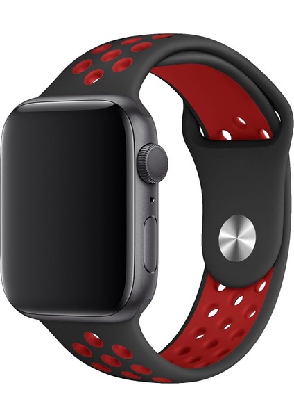 Apple Watch Uyumlu Series 3 38 mm Fileli Kordon Siyah-Kırmızı