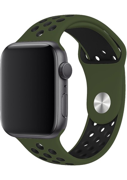 Apple Watch Uyumlu Series 3 40 mm Fileli Kordon Haki-Siyah