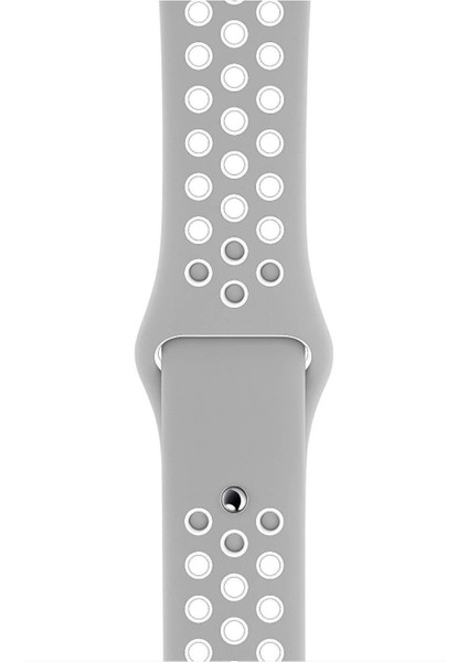 Apple Watch Uyumlu Series 5 44 mm Fileli Kordon Gri-Beyaz