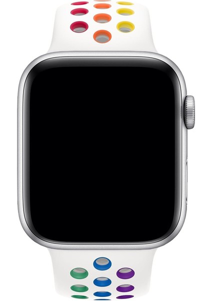 Apple Watch Uyumlu Series 4 40 mm Fileli Kordon Beyaz-Renkli