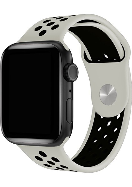 Apple Watch Uyumlu Series 4 44 mm Fileli Kordon Gri-Siyah