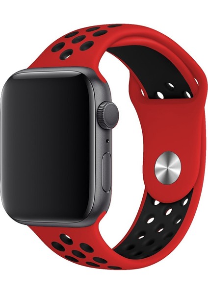 Apple Watch Uyumlu Series 4 40 mm Fileli Kordon Kırmızı-Siyah