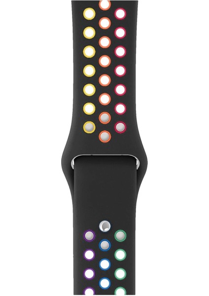 Apple Watch Uyumlu Series 4 42 mm Fileli Kordon Siyah-Renkli