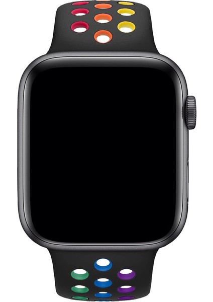 Apple Watch Uyumlu Series 4 42 mm Fileli Kordon Siyah-Renkli