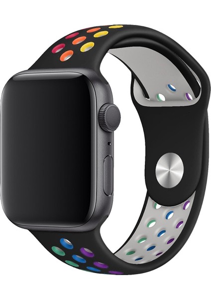 Apple Watch Uyumlu Series 4 42 mm Fileli Kordon Siyah-Renkli