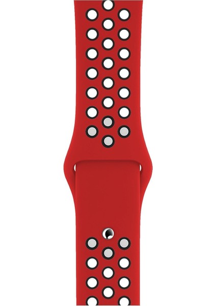 Apple Watch Uyumlu Series 6 42 mm Fileli Kordon Kırmızı-Siyah