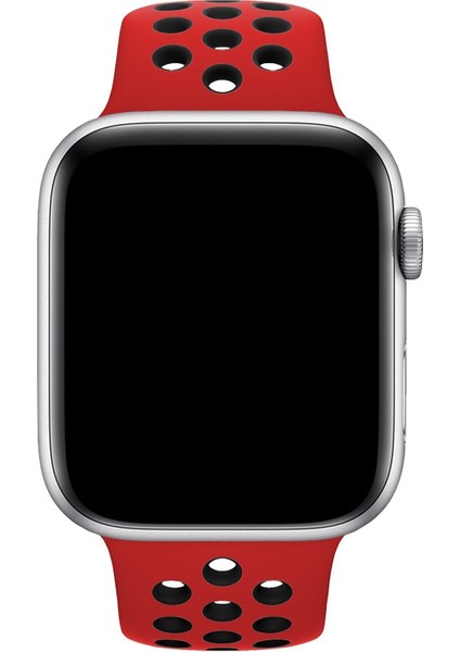 Apple Watch Uyumlu Series 6 42 mm Fileli Kordon Kırmızı-Siyah modelleri