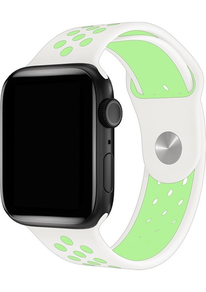 Apple Watch Series 6 44 MM Fileli Kordon Beyaz-Yeşil