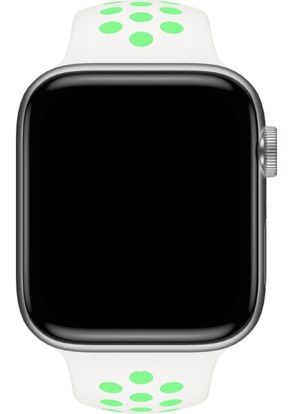 Apple Watch Series 6 44 MM Fileli Kordon Beyaz-Yeşil