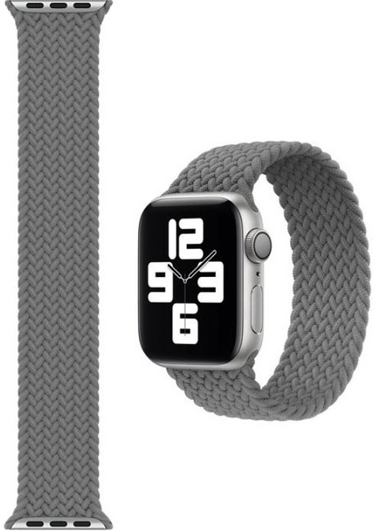 Apple Watch Uyumlu 6 40 mm Tek Parça Large Hasır Kordon Gri
