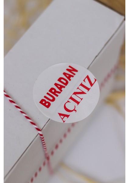 Buradan Açınız Beyaz 40 mm Yuvarlak Yapışkanlı Sticker Etiket 120 Adet