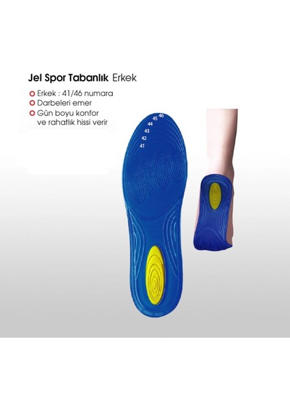 Spor Jel Tabanlık - Erkek - 41/46 Numara