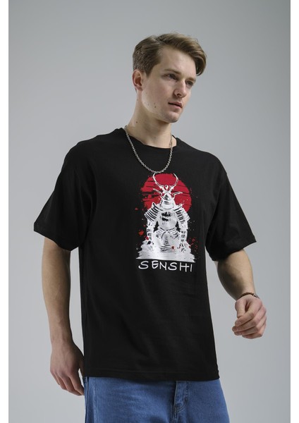 Senshi Önü ve Arkası Baskılı Erkek Oversize Tshirt modelleri