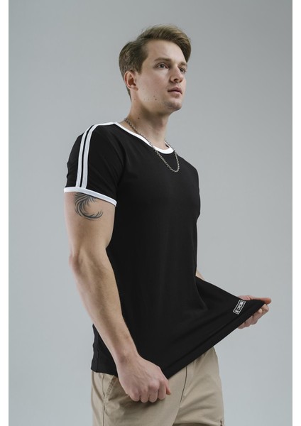 Marselon Kolu Şeritli Yakası Biyeli Slim Fit Likralı Erkek Tshirt fiyatları