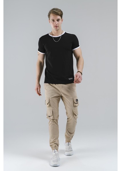 Marselon Kolu Şeritli Yakası Biyeli Slim Fit Likralı Erkek Tshirt modelleri