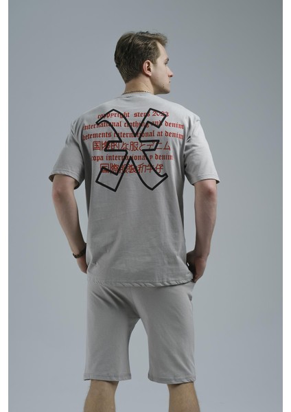 Guido Chiness Önü ve Arkası Baskılı Erkek Şort Tshirt Takım