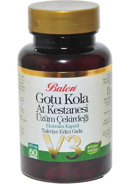 Gotu Kola At Kestanesi Üzüm Çekirdeği Ekstratı V3 60 Kapsül