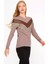 Kadın Ön Baskı Detaylı Kazak Beige 21-1330 1