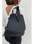 Kadın Siyah Renk Deri Model Fermuar Detaylı Sırt Çantası 1