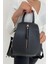 Kadın Siyah Renk Deri Model Fermuar Detaylı Sırt Çantası 4