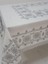 Otantik Baskılı Keten Kumaş Kreme Gri Masa Örtüsü Dikdörtgen 160x220 cm - 1033 2