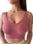 Destekli Seamless Fitilli Kalın Askılı Crop Büstiyer Pudra 2