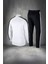 Erkek Beyaz Supra Penye Kumaş Şık ve Rahat Eşofman Takımı Seti (S-3xl) 4