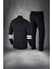 Erkek Siyah Supra Penye Kumaş Fit Kalıp Koşu Seti (S-3xl) 4