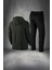 Erkek Haki Supra Penye Kumaş Fermuarlı Kapüşonlu Yürüyüş Takımı (S-3xl) 4