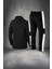 Erkek Siyah Supra Penye Kumaş Rahat Cepli Eşofman Takımı (S-3xl) 4