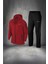 Poseidon Storm Erkek Bordo Interlok Kumaş Fermuarlı Kapüşonlu Eşofman Takımı (S-3xl)