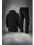 Büyük Beden Erkek Siyah Supra Penye Kumaş Rahat Fermuarlı Eşofman Takımı (4xl- 10XL) 4