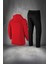 Büyük Beden Erkek Kırmızı Supra Penye Kumaş Rahat Cepli Kapüşonlu Eşofman Takımı (4xl- 10XL) 4
