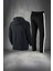 Büyük Beden Erkek Siyah Supra Penye Kumaş Ön Cepli Rahat Eşofman Takımı (4xl- 10XL) 4