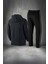 Büyük Beden Erkek Siyah Supra Penye Kumaş Rahat Önü Cep Detaylı Eşofman Takımı (4xl- 10XL) 4