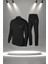 Kadın Siyah Supra Penye Kumaş Fit Regular Kalıp Yürüyüş Koşu Eşofman Seti (S-3xl) 1