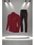 Kadın Bordo Supra Penye Kumaş Alt ve Üst Eşofman Takımı Seti (S-3xl) 1