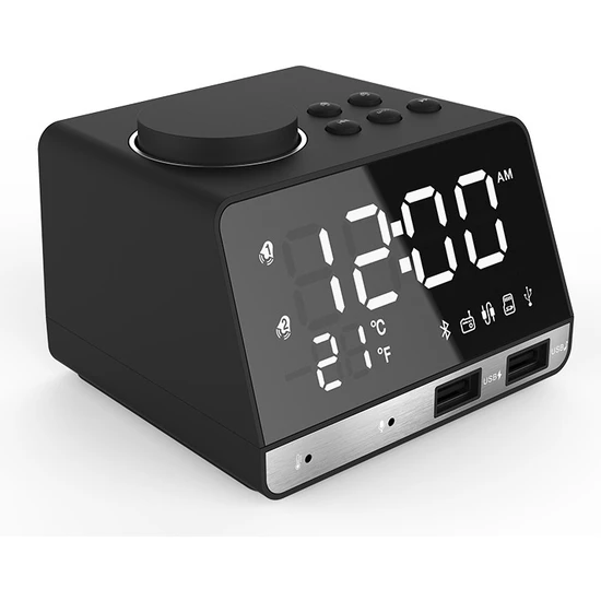 Szykd K11 Yaratıcı LED Bluetooth 4.2 Hoparlör Çalar Saat Müzik Ekran Radyo Siyah (Yurt Dışından)